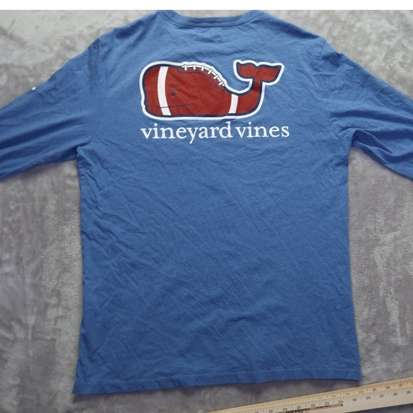 Vineyard Vines Mens Long Sleeve T Shirt Blue Football‎ Whale Pocket Graphic M - Picture 5 of 10
